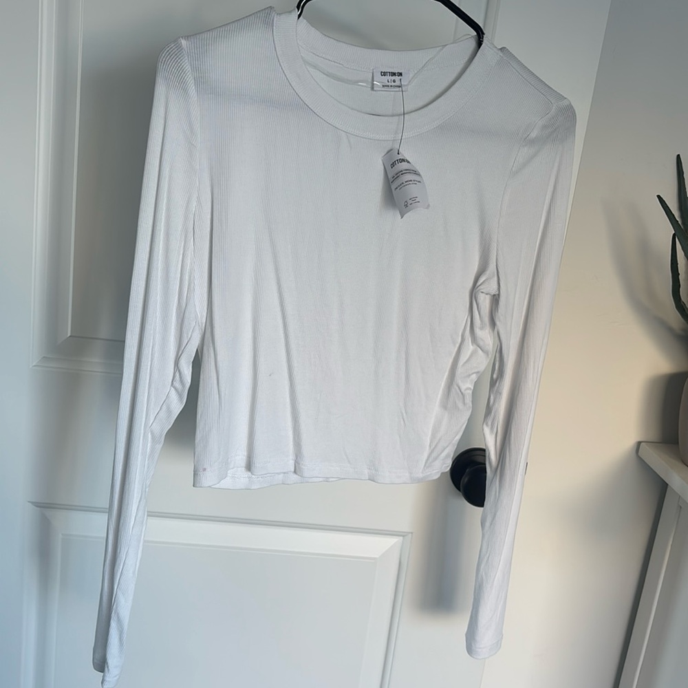 white ribbed long sleeve